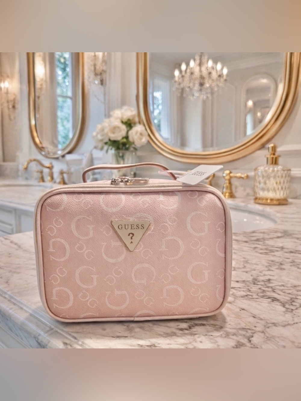 Guess Pink Monogram Travel Jewelry Case NWT